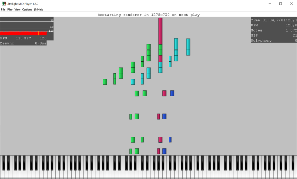 Ultralight MIDIPlayer Song visualization