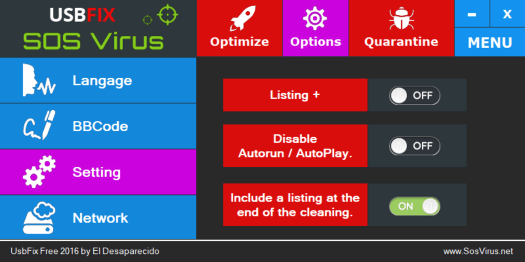 UsbFix Autorun settings